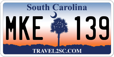 SC license plate MKE139
