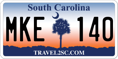 SC license plate MKE140