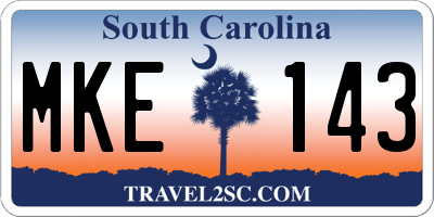 SC license plate MKE143