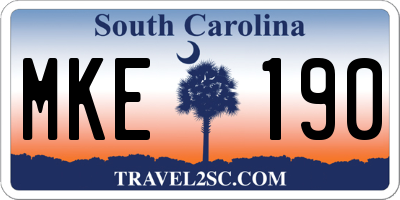 SC license plate MKE190