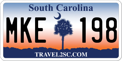 SC license plate MKE198