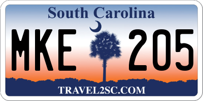 SC license plate MKE205