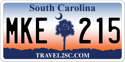 SC license plate MKE215
