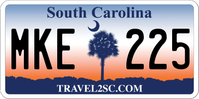 SC license plate MKE225