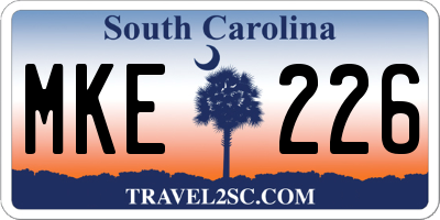SC license plate MKE226