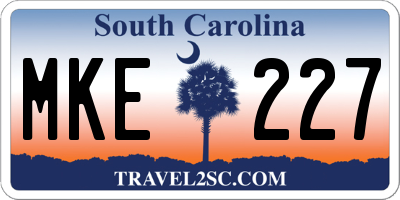SC license plate MKE227