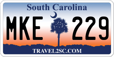 SC license plate MKE229