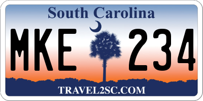 SC license plate MKE234