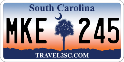 SC license plate MKE245