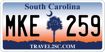 SC license plate MKE259