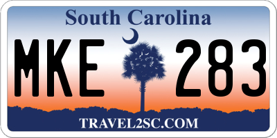 SC license plate MKE283
