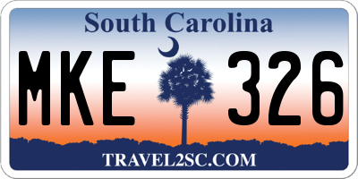 SC license plate MKE326