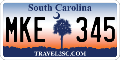 SC license plate MKE345
