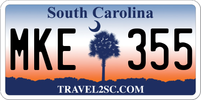 SC license plate MKE355