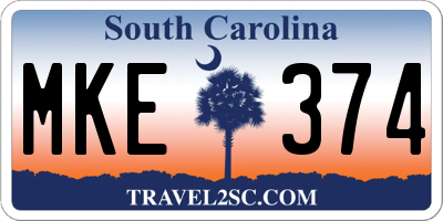 SC license plate MKE374