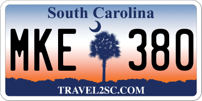 SC license plate MKE380