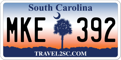 SC license plate MKE392