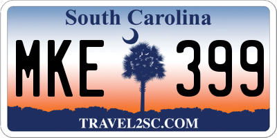 SC license plate MKE399