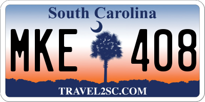 SC license plate MKE408
