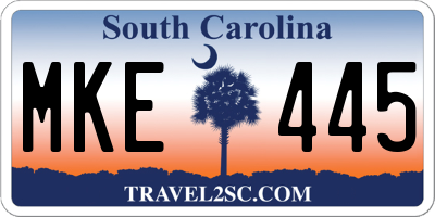 SC license plate MKE445