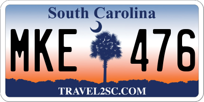 SC license plate MKE476