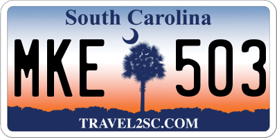 SC license plate MKE503