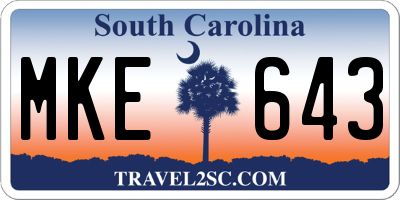 SC license plate MKE643