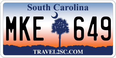 SC license plate MKE649