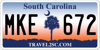 SC license plate MKE672