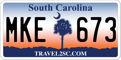 SC license plate MKE673