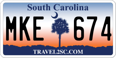SC license plate MKE674