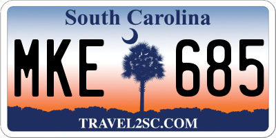 SC license plate MKE685