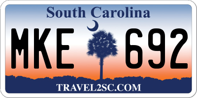 SC license plate MKE692