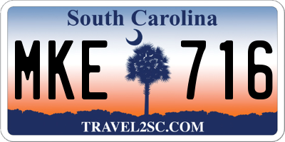 SC license plate MKE716
