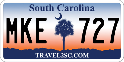 SC license plate MKE727