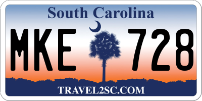 SC license plate MKE728