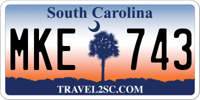 SC license plate MKE743