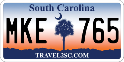 SC license plate MKE765