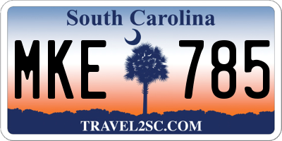 SC license plate MKE785