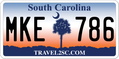 SC license plate MKE786