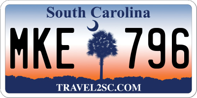 SC license plate MKE796