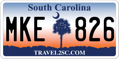 SC license plate MKE826