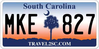 SC license plate MKE827