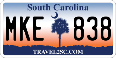 SC license plate MKE838