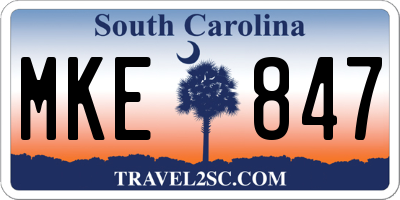 SC license plate MKE847