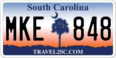 SC license plate MKE848