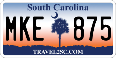 SC license plate MKE875
