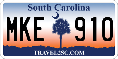SC license plate MKE910