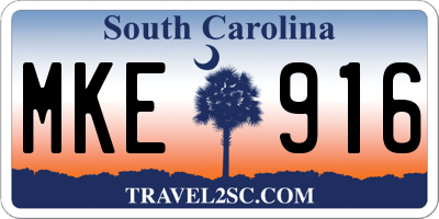 SC license plate MKE916