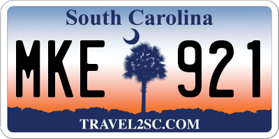 SC license plate MKE921